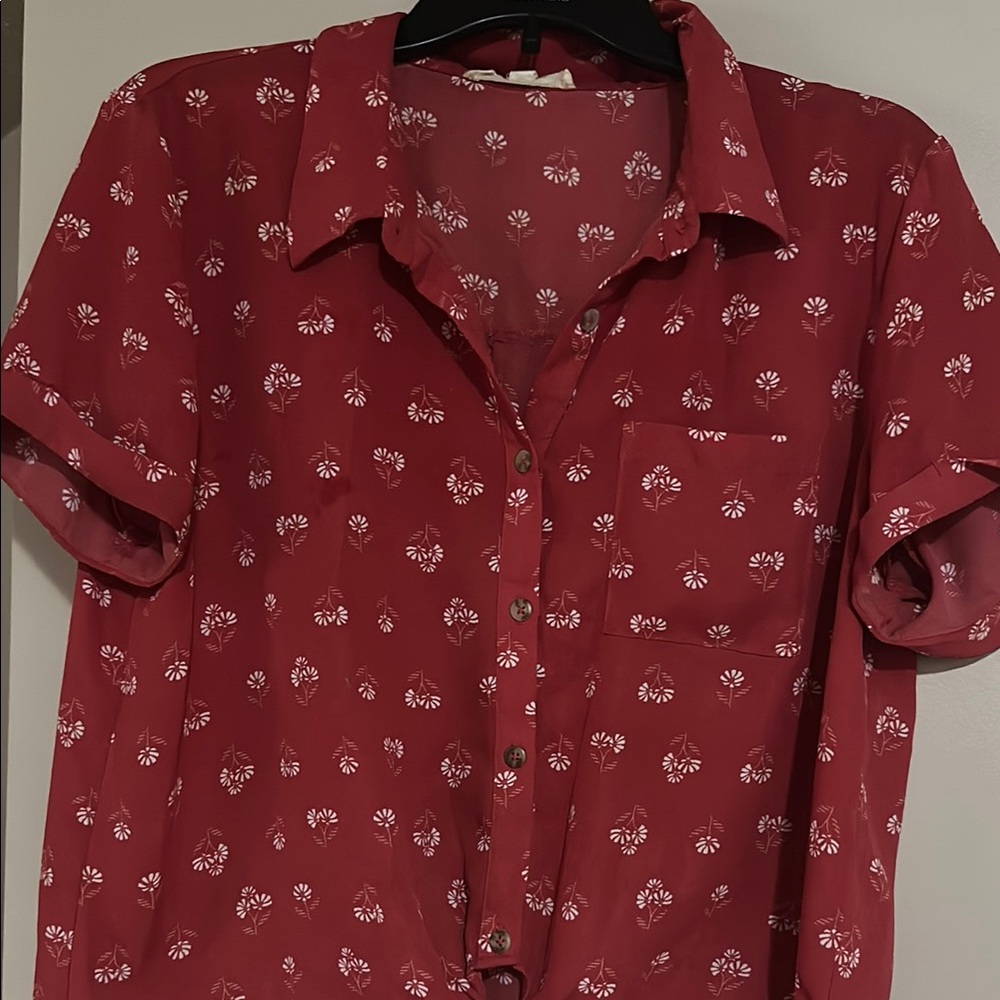 Brick color  Floral juniors shirt from Macys